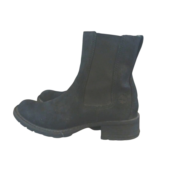 Timberland Black Leather Combat Boots Women's Black Lug Sole Booties Size 7 - Picture 4 of 13